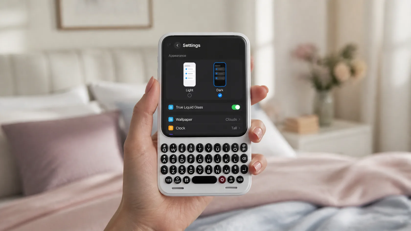 Someone changing Glass OS settings on a Clicks Communicator