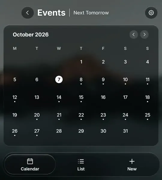The Glass OS calendar, filling the role of the BlackBerry calendar on Android