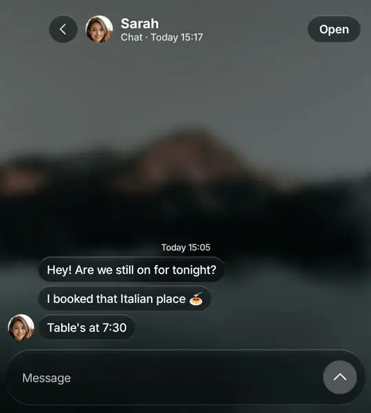 Replying to a WhatsApp style chat from the Glass OS Hub on Android